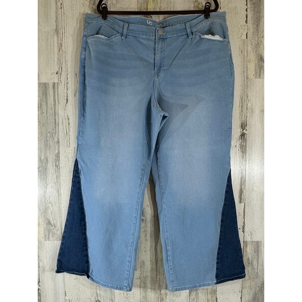 DG2 Diane Gilman‎ Jeans Size 24PW (43x28.5) High Rise Two Tone Wide Leg Stretchy